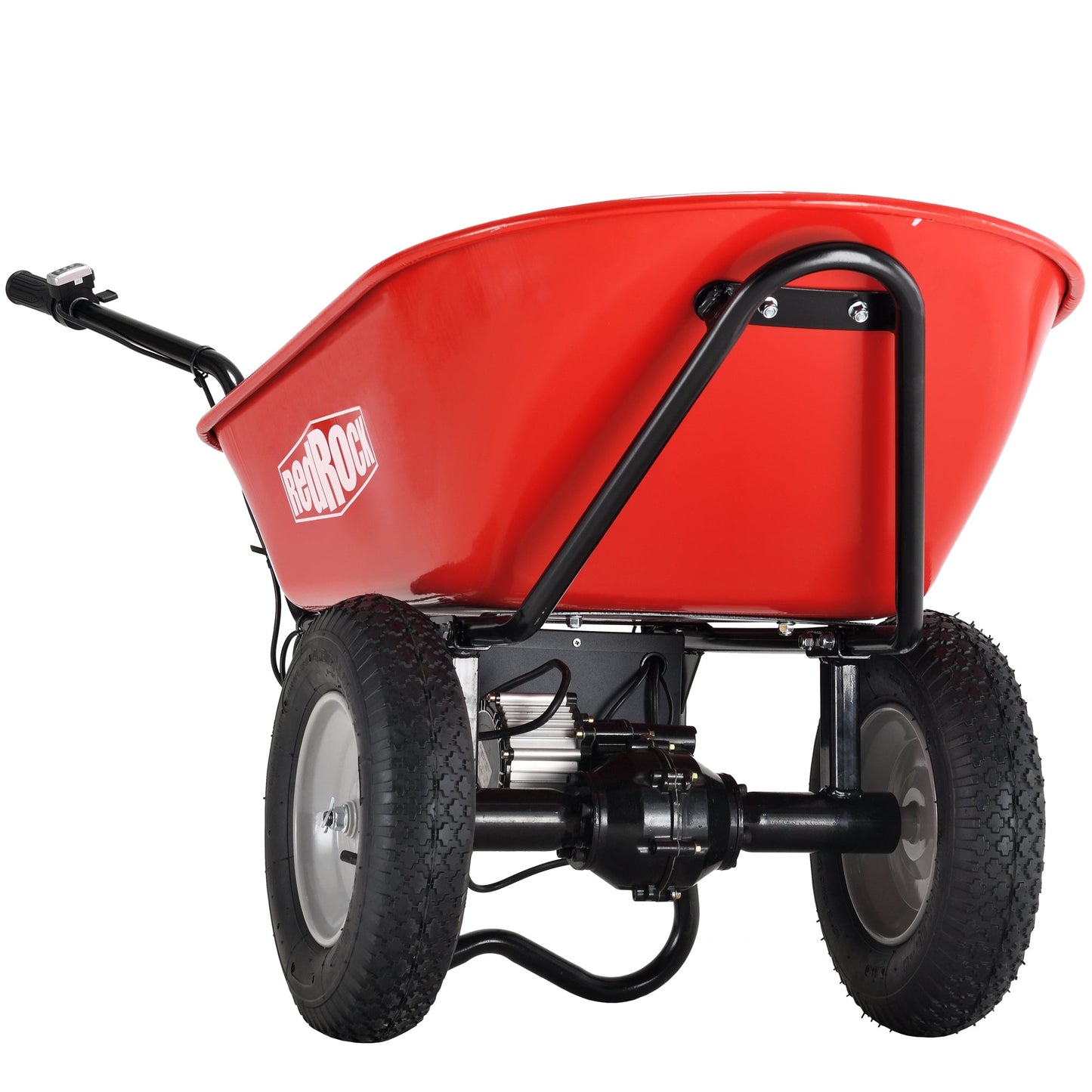 Red Rock Wheelbarrow Utility Cart Electric Powered AGM Battery 330lbs (150kgs) Max Capacity Barrel Dump Material Debris Hauler - Korvel