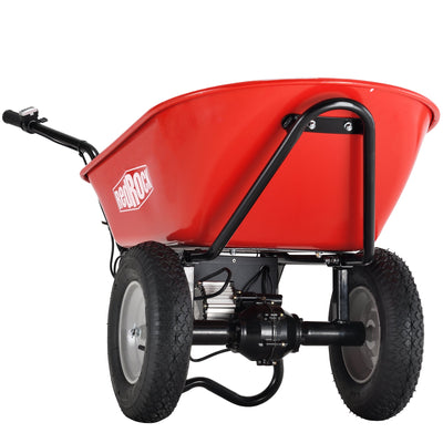 Red Rock Wheelbarrow Utility Cart Electric Powered AGM Battery 330lbs (150kgs) Max Capacity Barrel Dump Material Debris Hauler - Korvel