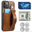 For iPhone 14ProMax Mobile Phone Case Apple iPhone 14Pro Plug-In Card Leather Case Wrist With Back Cover Type Protective Case - Korvel