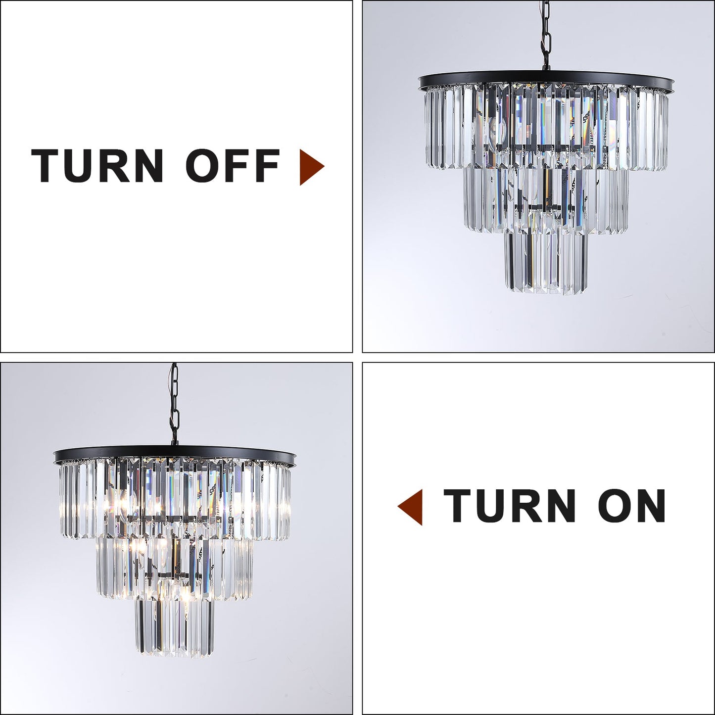 Candelabro de Cristal Negro de Lujo para Espacios Modernos