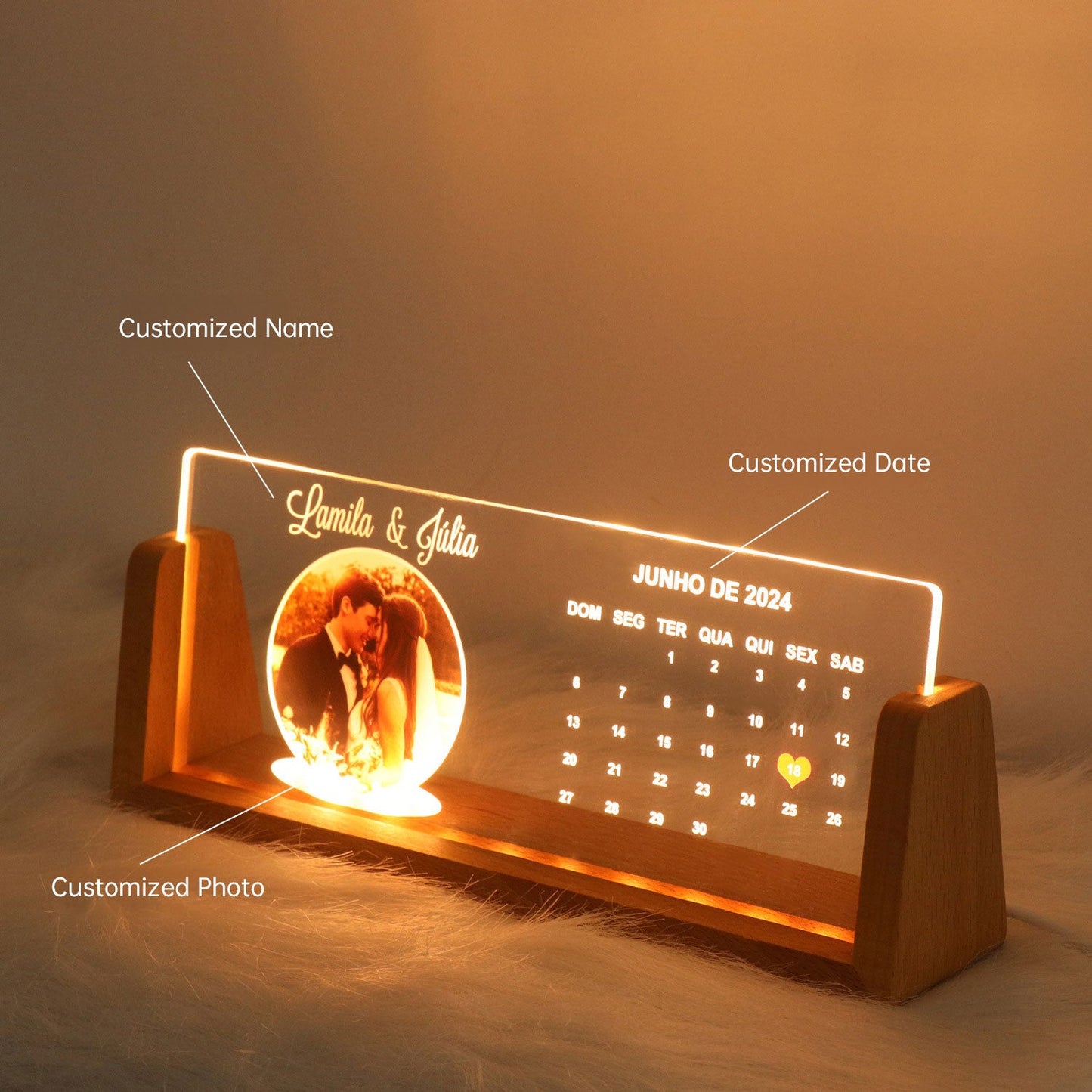 Personalized Acrylic Plaque with LED Night Light