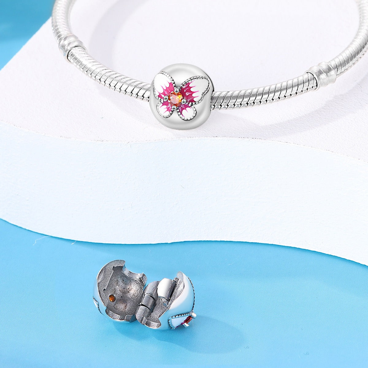 Elegant Butterfly Flower Thread Safety Bead Fixing Clip