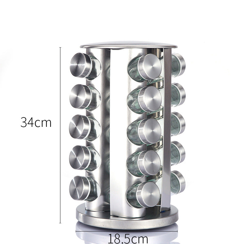 Ensemble de support à épices rotatif premium - Acier inoxydable et verre