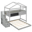 Twin over Full House Bunk Bed with Storage Staircase and Blackboard Gray - Korvel