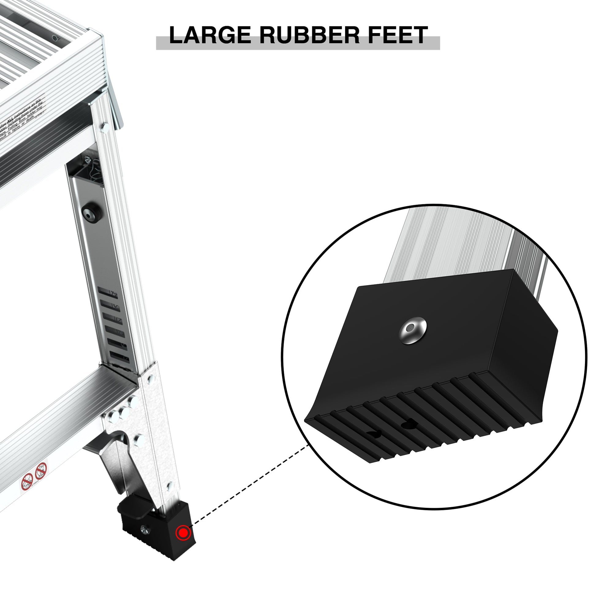 Aluminum Work Platform Large Size Step Stool Folding Portable Work Bench 40" Width Telescopic Feet 22" -27.5" Height Adjustable - Korvel