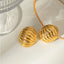 18K Gold-Plated Stainless Steel Ribbed Earrings - Korvel