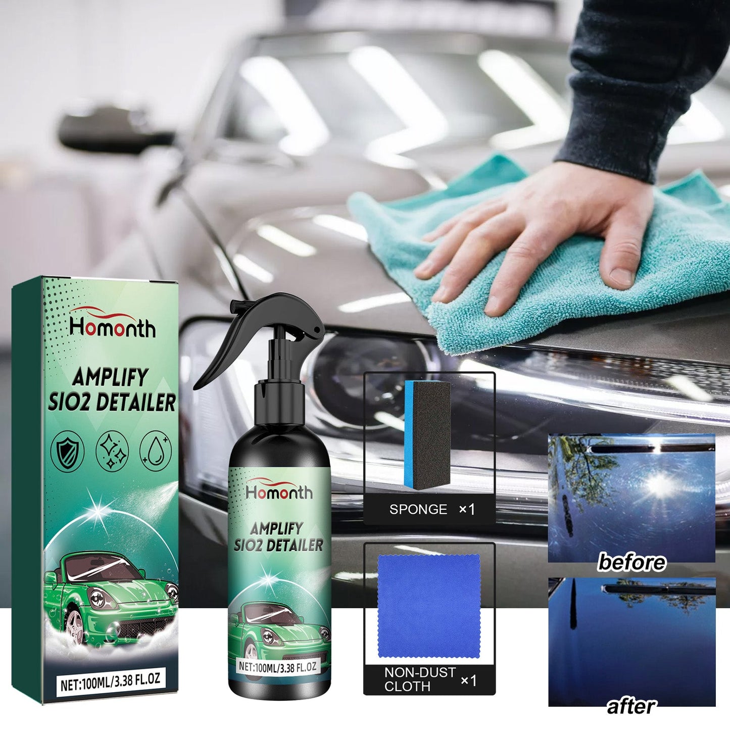 Spray de nettoyage et d'éclaircissement pour voiture premium