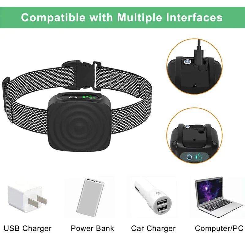 Pet Dog Anti Bark Device USB Ultrasonic Intelligent Electric Training Stop Barking Vibration Water Proof Collar Pet Products - Korvel