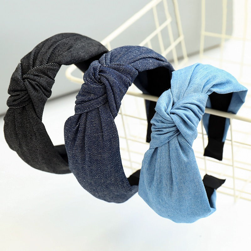 Bandeau en tissu denim noué à la mode pour filles