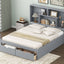 Elegant Queen Size Platform Bed with Storage Headboard, Gray