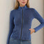 Pocketed Turtleneck Zip Up Denim Top - Korvel
