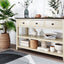 Table Console Rétro avec Étagères Ouvertes - Espresso et Beige