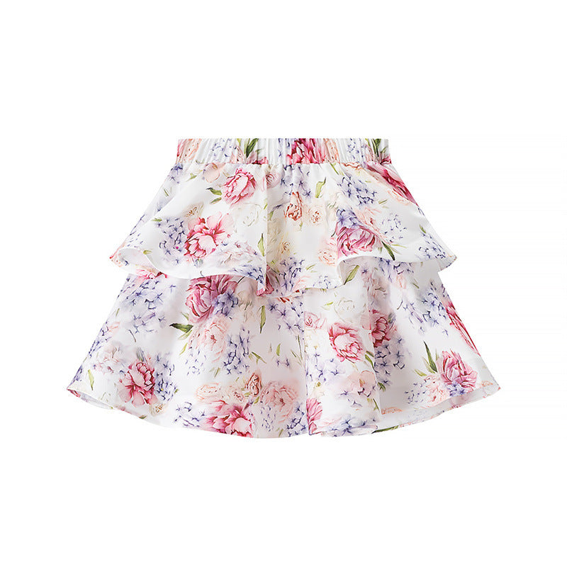 Fashionable and Sexy Halter Sleeveless Top with Floral Print Skirt - Korvel