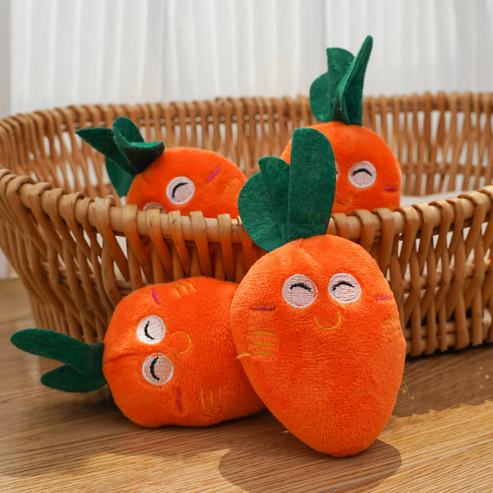Double Bone Chicken Leg Fruit Carrot Vegetable Pet Dog Cat Plush Squeaky Durable Chew Toy Supplies - Korvel