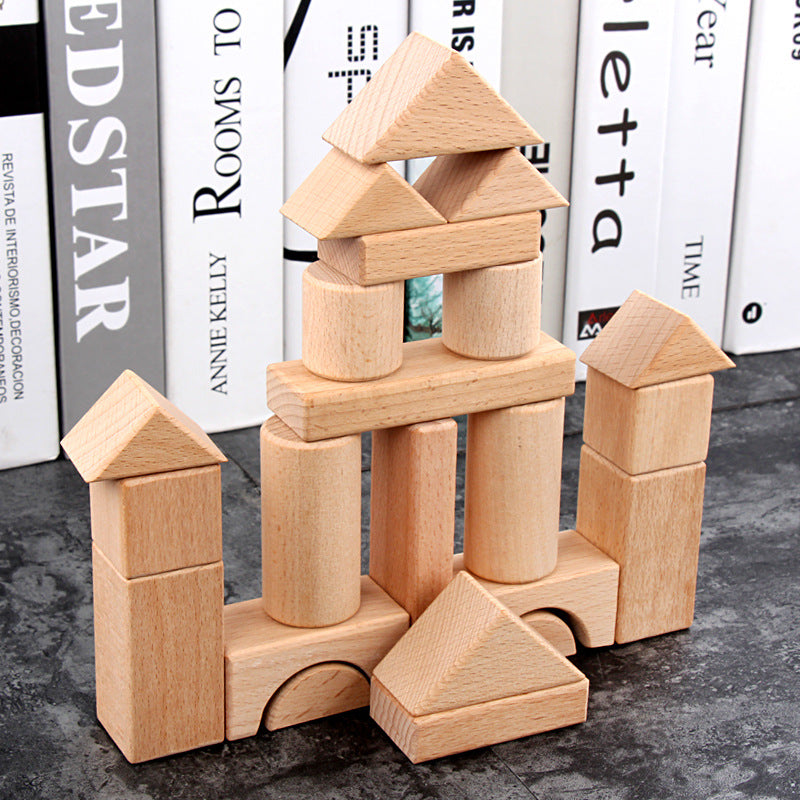 Puzzle Wooden Children's Wooden Boxed Beech 22 Pieces Can Be Bitten Assembled Building Blocks Pile Up Early Education Toys - Korvel