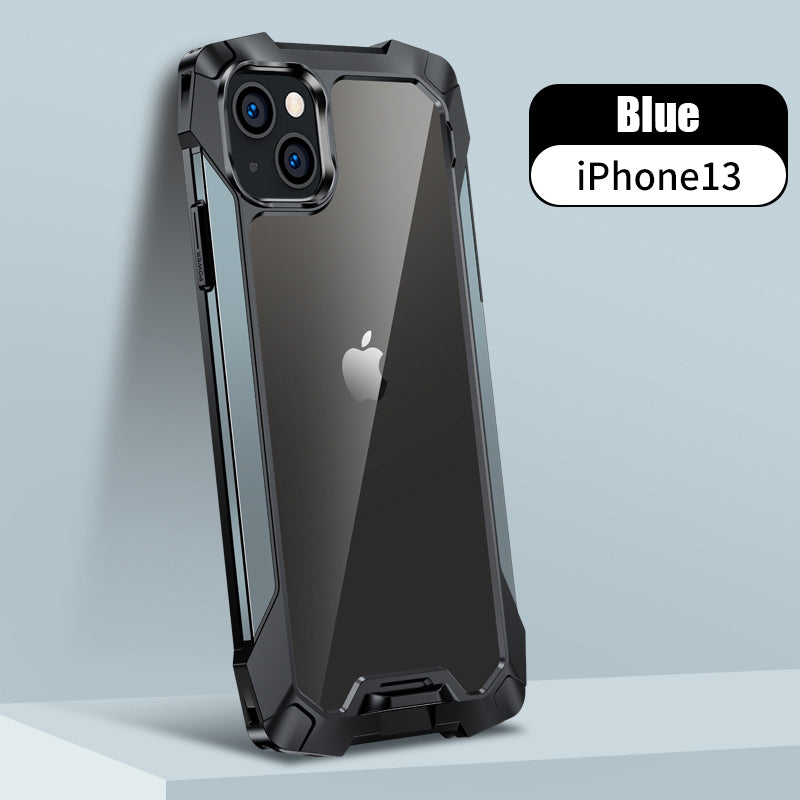 New Transparent Back Panel Protective Case Is Suitable For iPhone 13 Pro Promax Mini Metal Airbag Anti-Drop Mobile Phone Case - Korvel