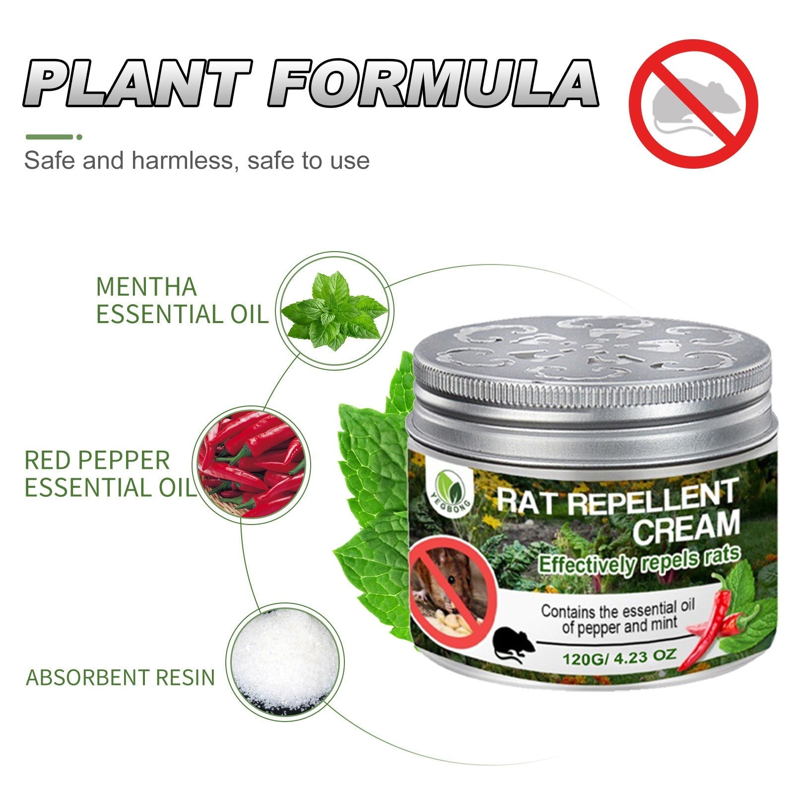 120g home plant natural peppermint oil rats and mice mouse repellent to avoid rodent - Korvel