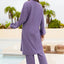 Cap, Drawstring Mock Neck Long Sleeve Top and Pants Swim Set - Korvel