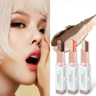 Eyeshadow Stick Stereo Gradient Shimmer Double Color Cream Pen Eye Makeup Cosmetics Tool - Korvel