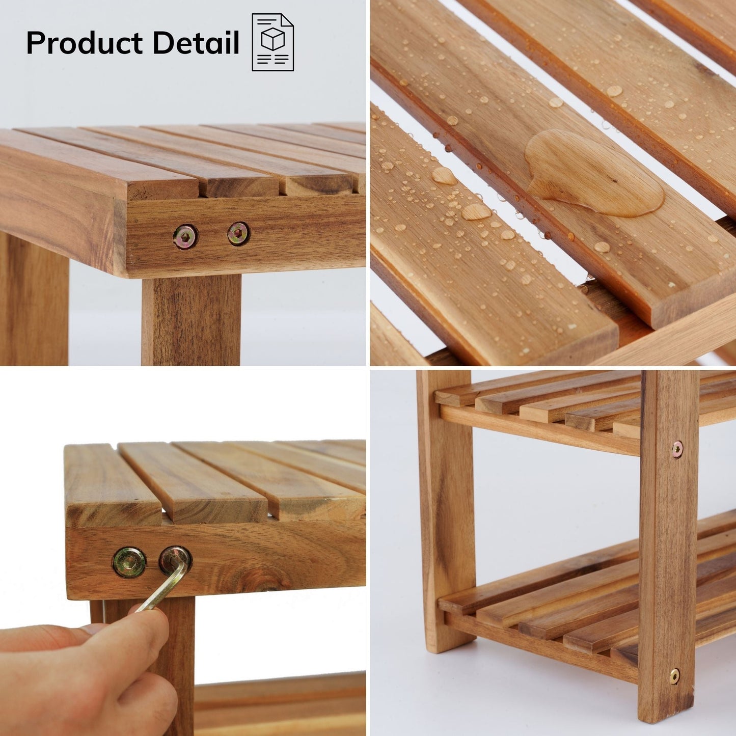 Acacia Wood Shoe Rack Bench Strong Weight Bearing Upto 200 LBS Best Ideas For Entryway Frontdoor Bathroom, Natural Color. - Korvel