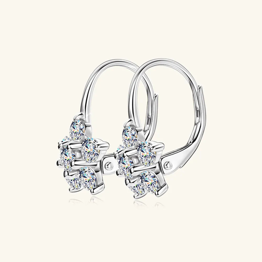 1.2 Carat 925 Sterling Silver Moissanite Flower Huggie Earrings - Korvel