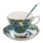 British Luxe Saucer and Spoon Afternoon Tea Cup with Van Gogh Oil Painting Design, Bone China Coffee Cup, Creative Souvenir Ceramic Mug - Korvel