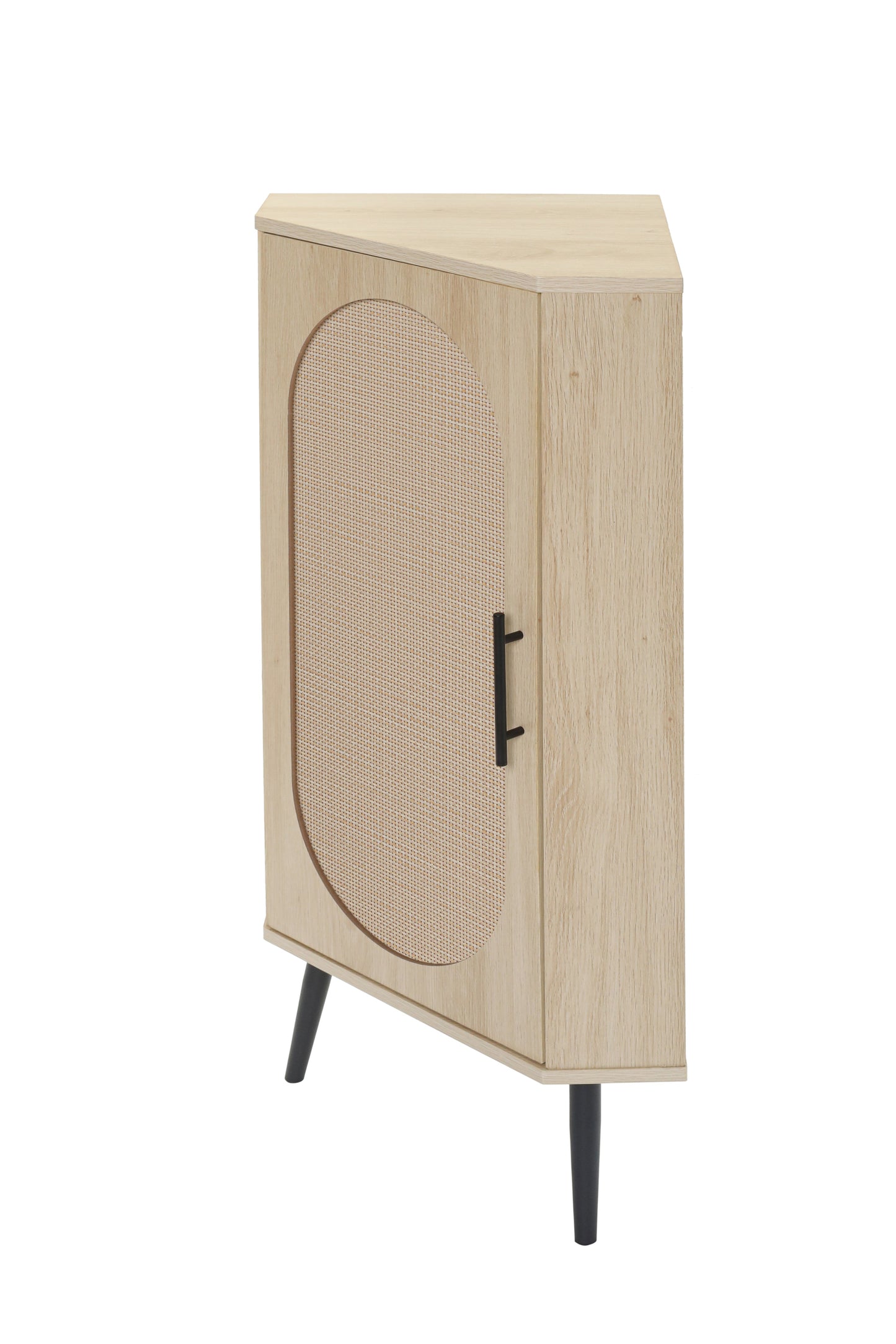 Elegant Freestanding Corner Cabinet with Rattan Doors