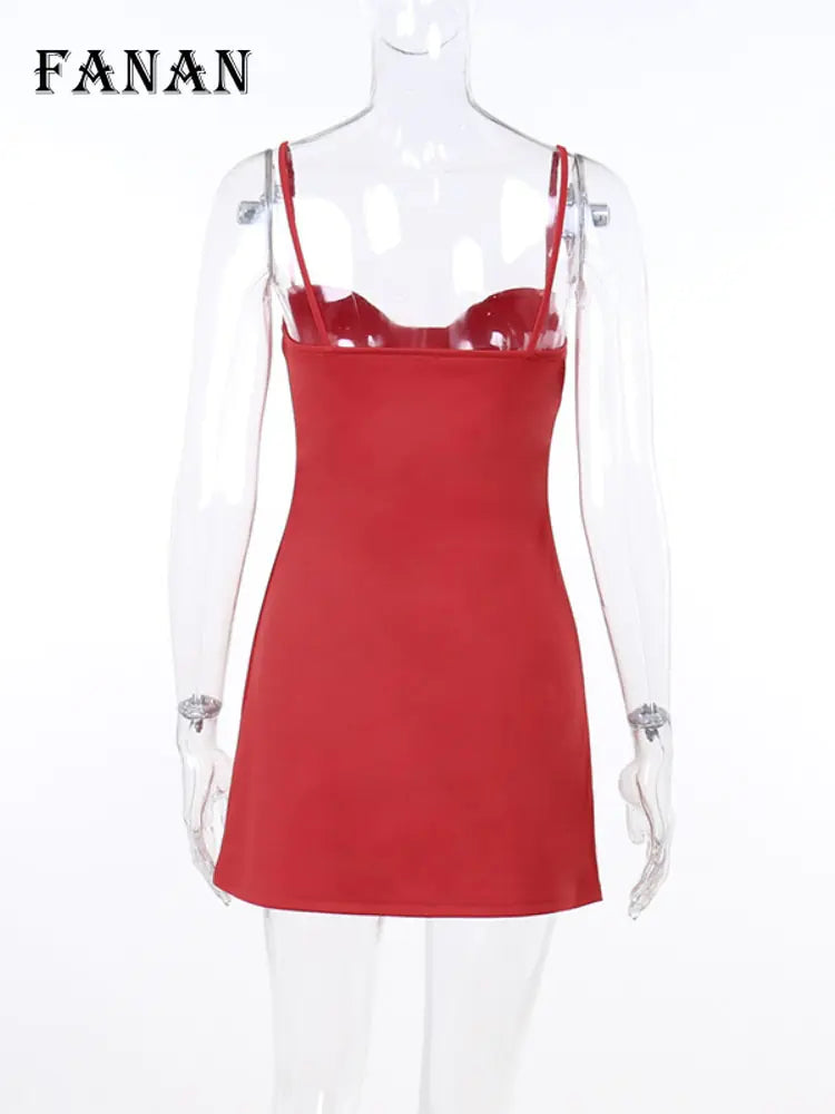 Vestido Mini A-line Sin Mangas Rojo Elegante para Mujeres