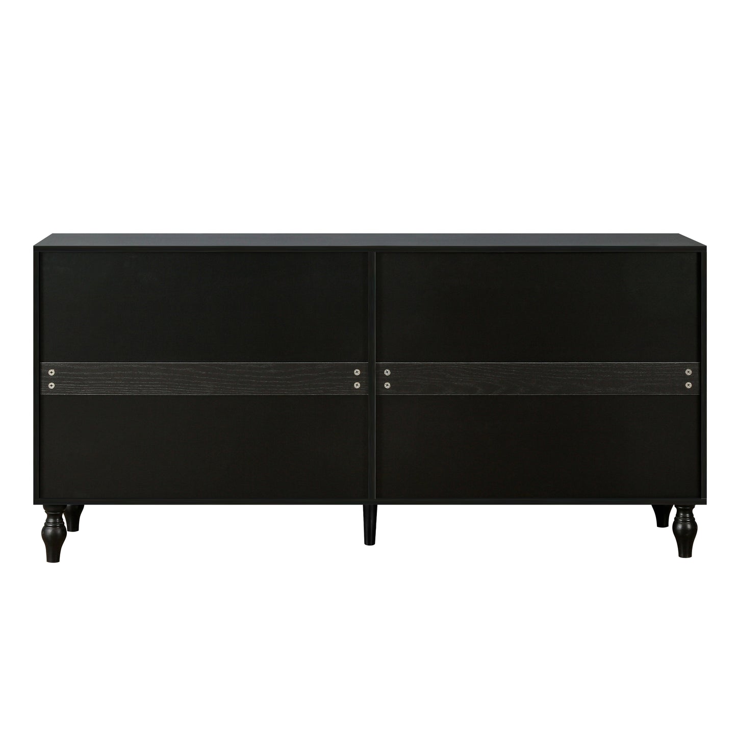 Vintage White Large Faceted Carved Sideboard with Black Frames