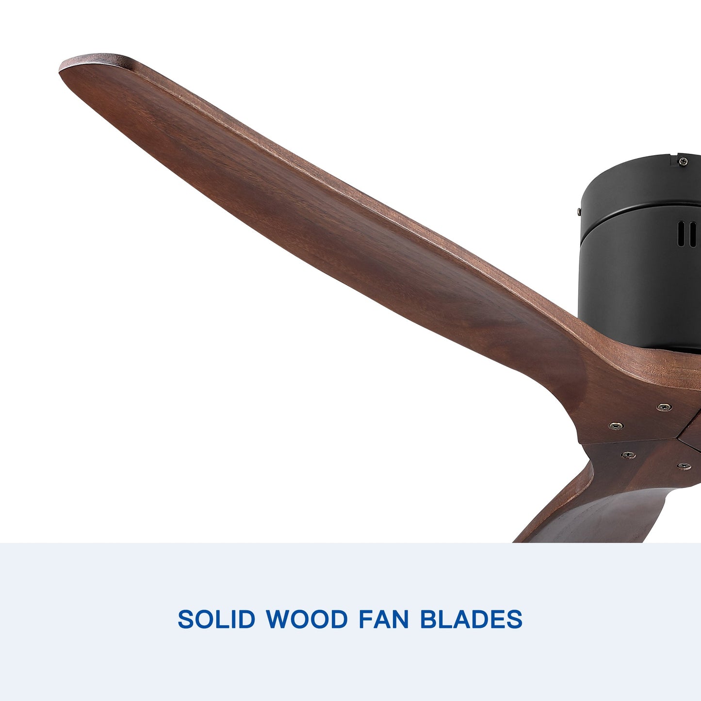 Ventilateur de plafond rustique YUHAO 52" - Fini noir mat et pales en bois