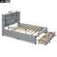 Full Size Platform Bed with Storage Headboard and 2 Drawers, Gray - Korvel