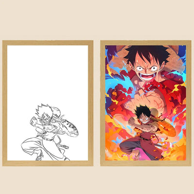 One Piece Creative Photo Frame Night Light Toy Anime Character Luffy Zoro Night Light Bedside Decoration Painting Christmas Gift - Korvel