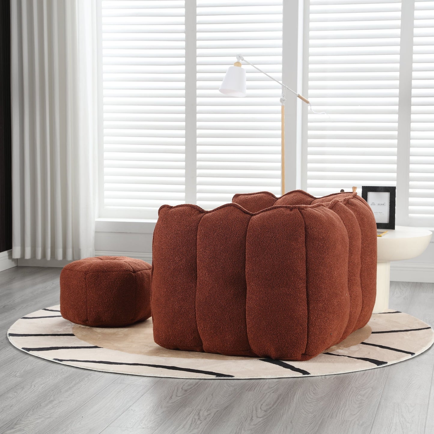 Soft Bean Bag Chair with High Resilient Foam(Chips)for living room and bedroom Comfortable Square Lazy Sofa with  Footstool - Korvel