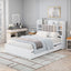 Multi-functional Full Size Bed Frame with 4 Under-bed Portable Storage Drawers and Multi-tier Bedside Storage Shelves White - Korvel