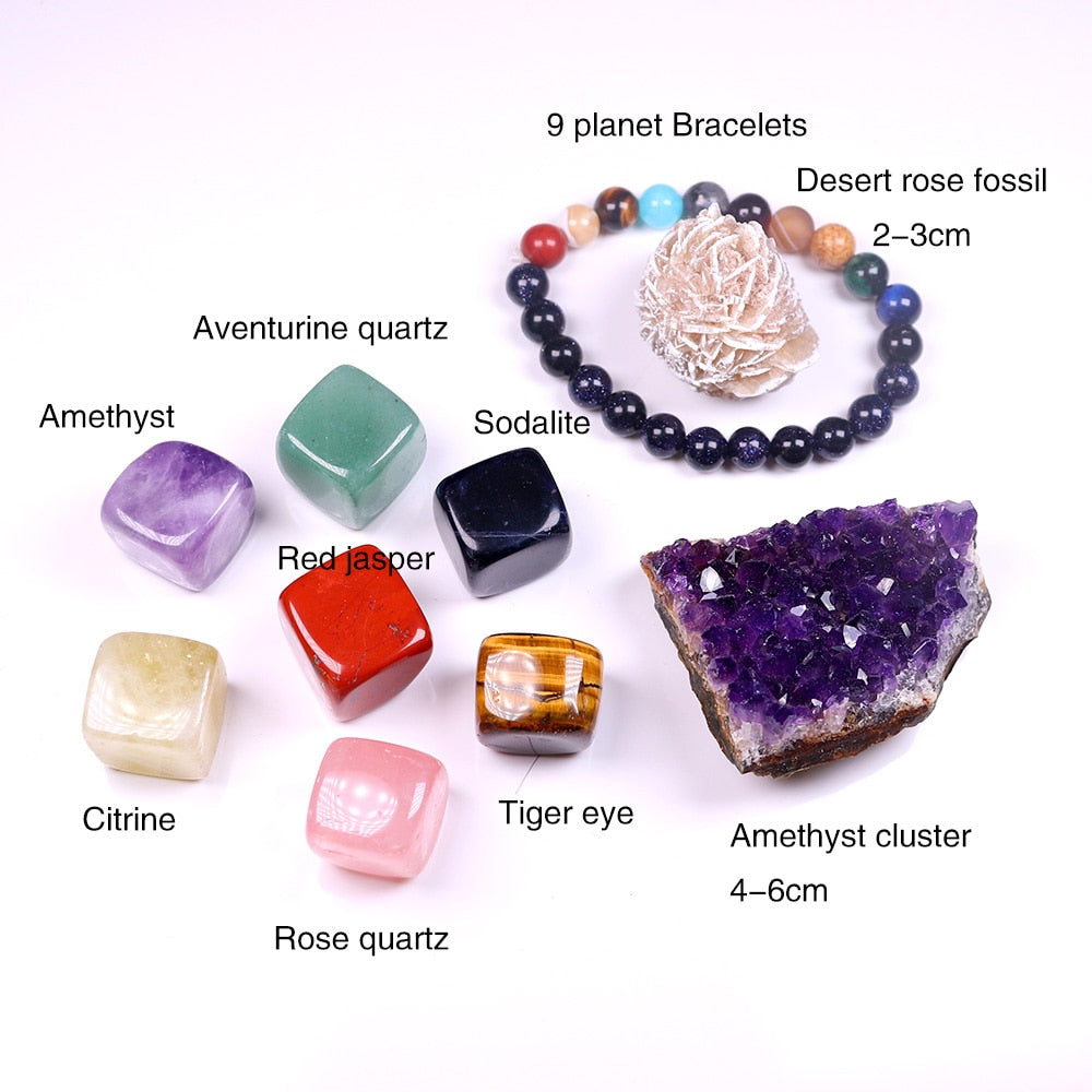 Natural crystal quartz Seven Chakra Healing gemstone crystal original stone mineral specimen box Collection - Korvel