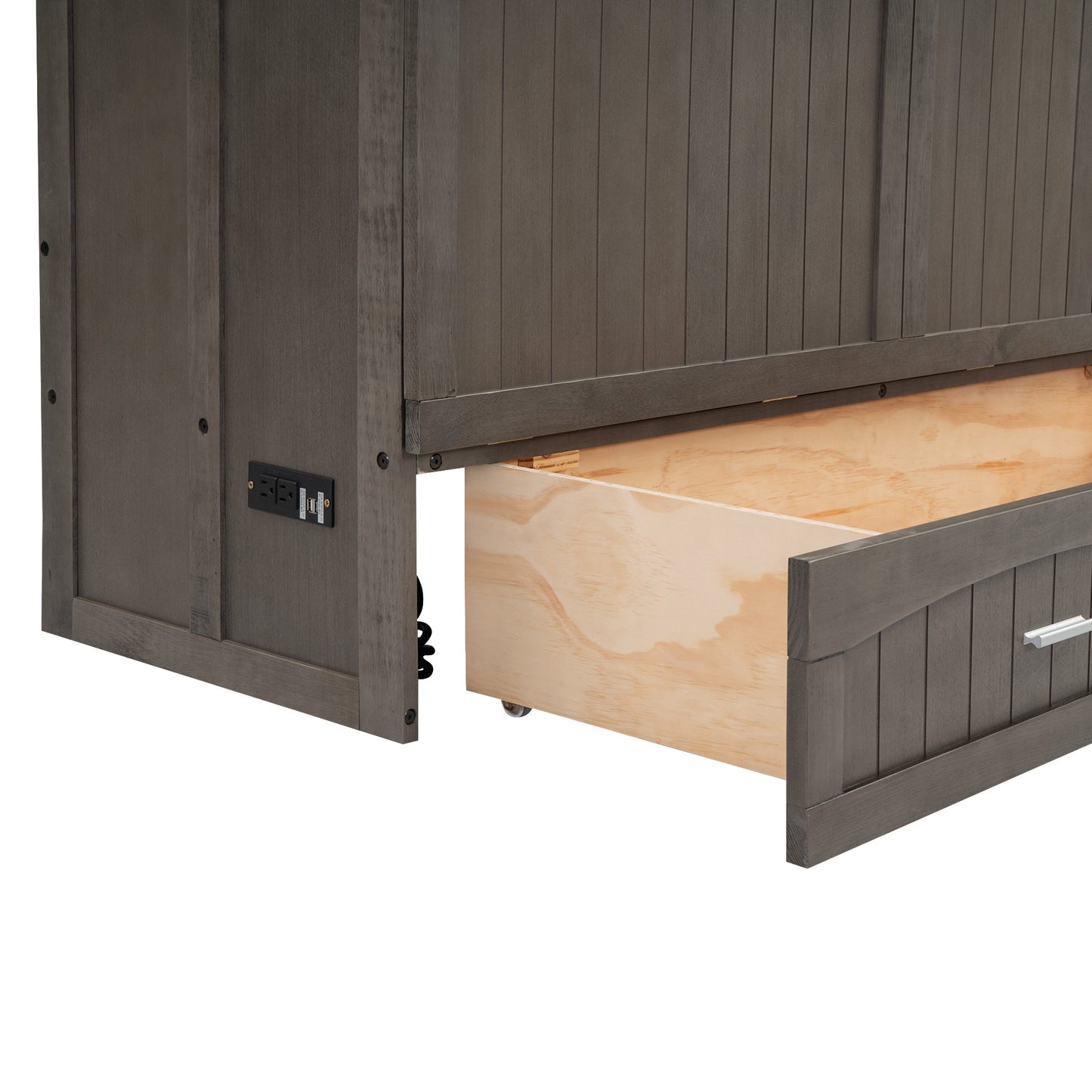 Queen Size Murphy Bed with Built-In Charging Station  Antique Grey - Korvel