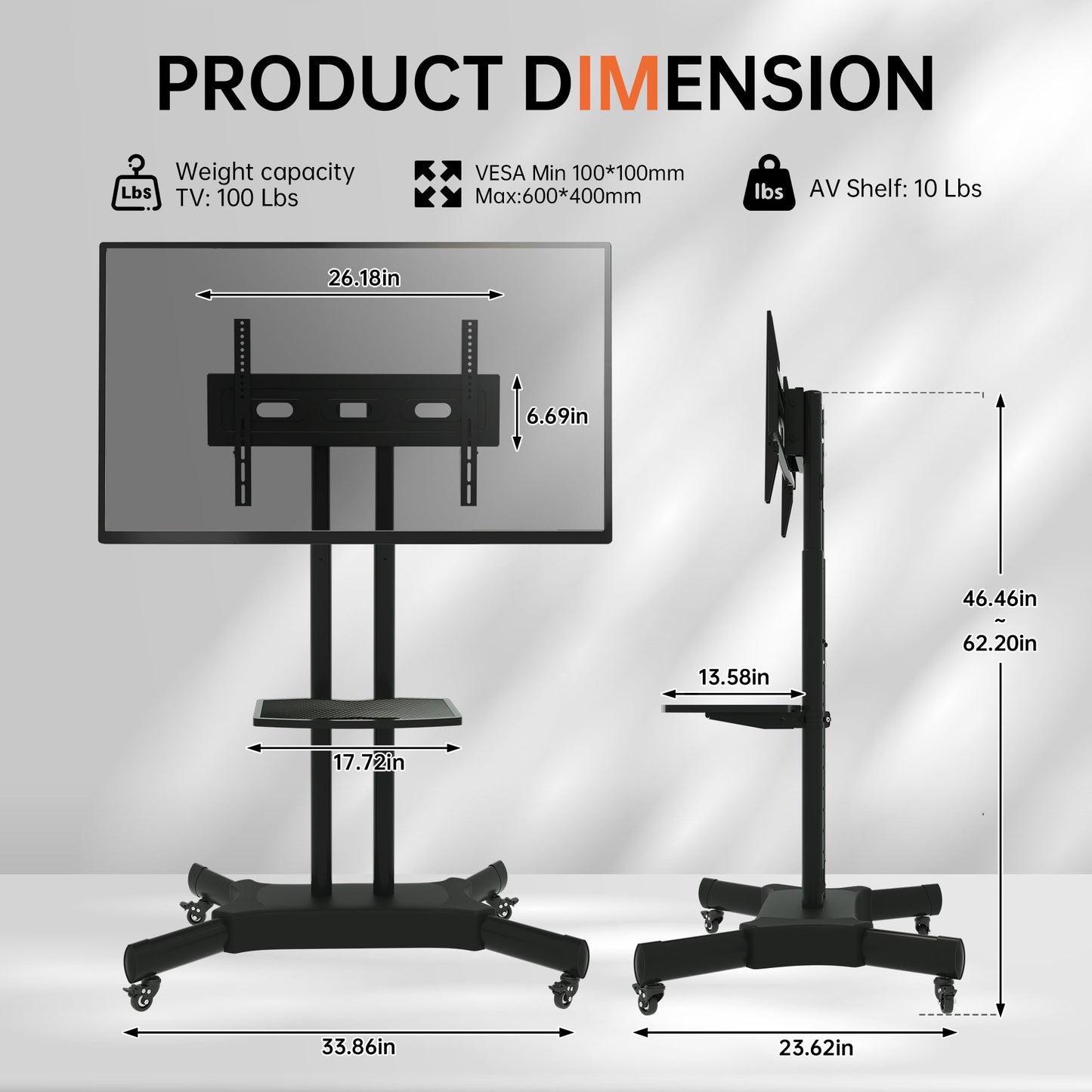 FANCO Universal Rotating TV Stand, suitable for 32-80 inch TVs, with adjustable tilt height and maximum VESA 600x400mm (black) - Korvel