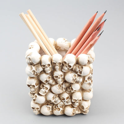 Square small skull pen holder storage desktop storage bucket home storage potted plants - Korvel