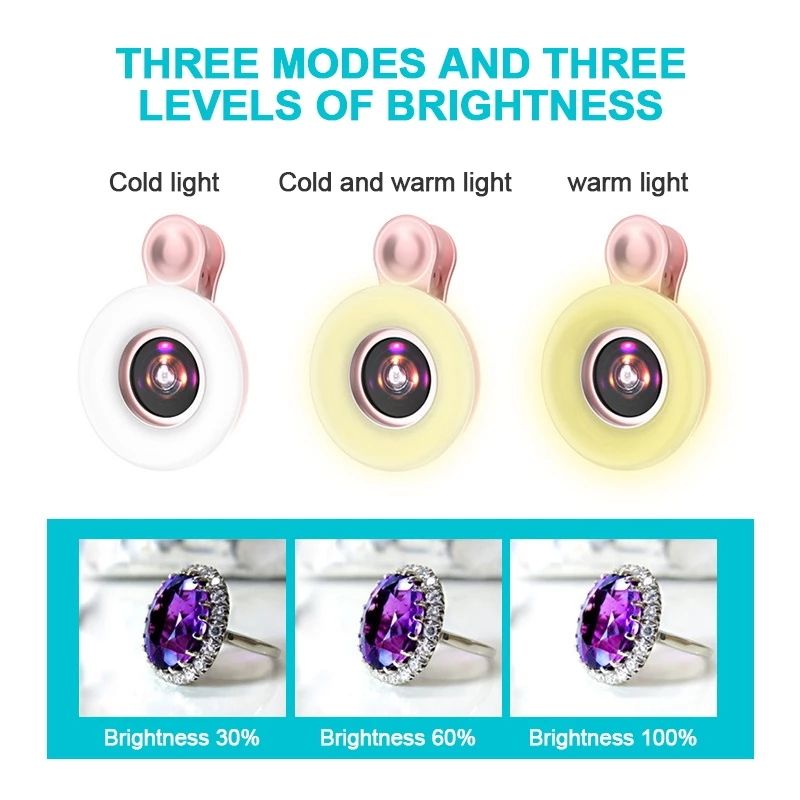 Mobile Phone Lens 15x Macro Lens Beauty Shooting Eyelashes Nails Make-Up Makeup Photo Fill Light LQ190 - Korvel