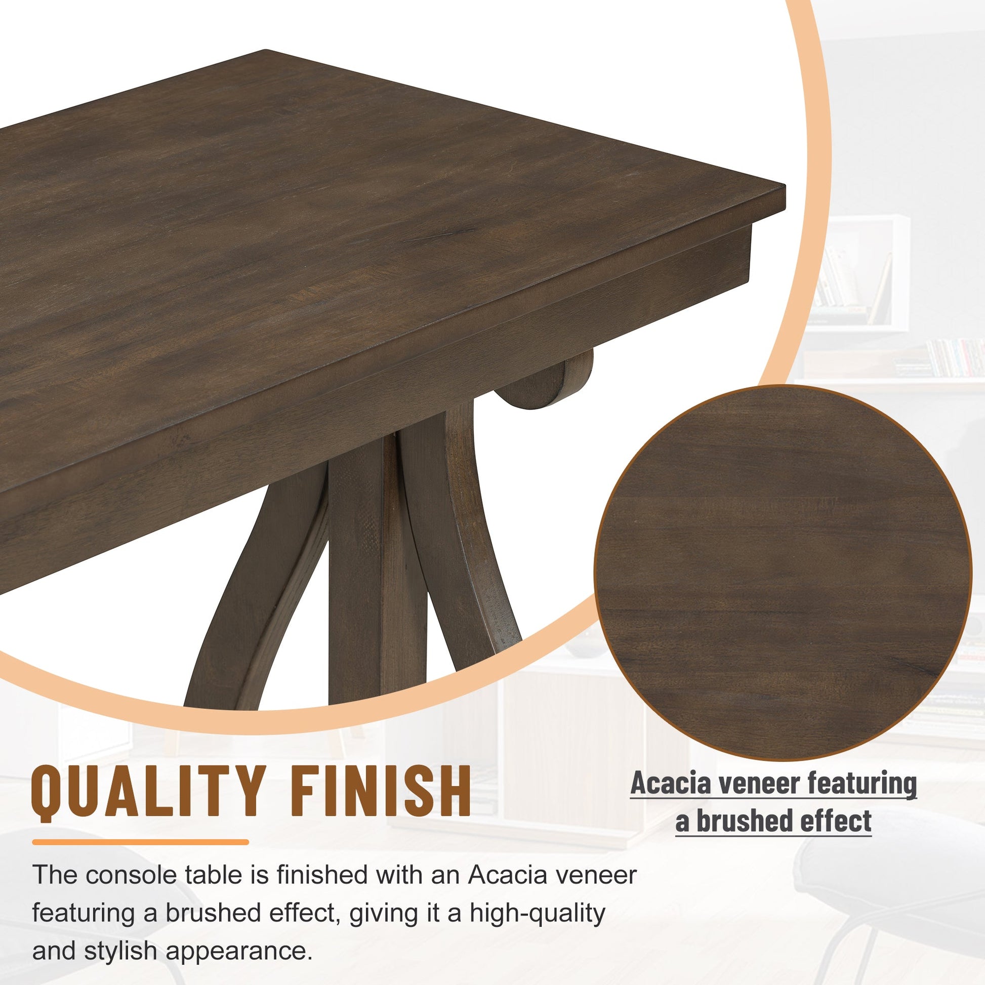 48-Inch Rustic Vintage Console Table --- Farmhouse Style Entryway Table with Open Shelf and Sturdy Construction (Walnut) - Korvel