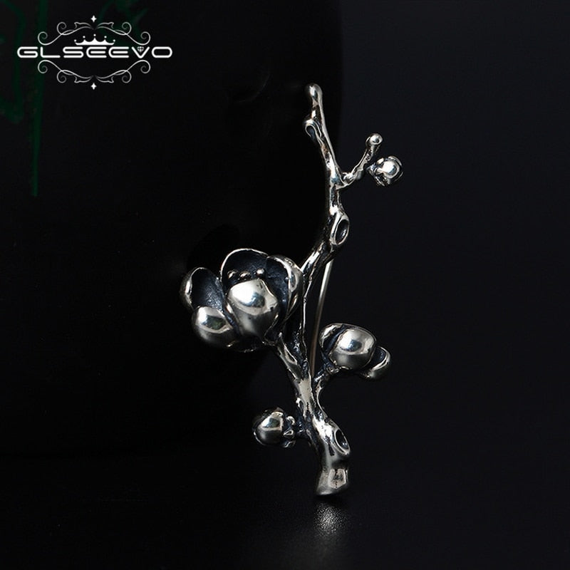 GLSEEVO Vintage Magnolia Brooches For Women Gift 925 Sterling Silver Luxury Brooch Broche Plata De Ley 925 Fine Jewellery - Korvel