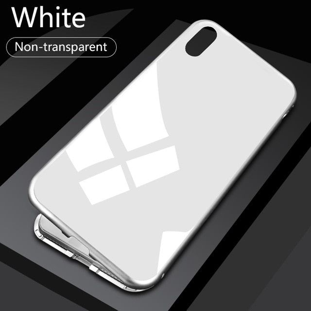 Double sided  Magnetic Case for iPhone X Clear Tempered Glass Magnet Adsorption Case - Korvel