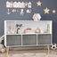 Kids bookcase with Collapsible Fabric Drawers Children's Book Display Toy Storage Cabinet Organizer White/Gray - Korvel