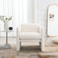 Sofá Blanco Elegante con Reposabrazos Ondulados y Accentos Metálicos