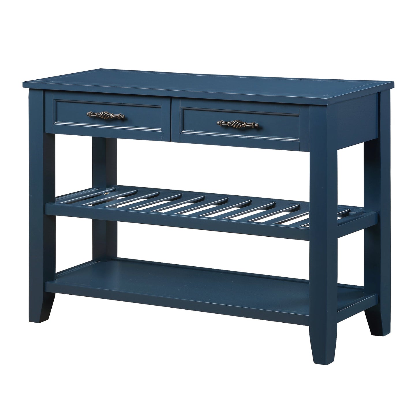 Mesa Consola Sofá de Estilo Mid-Century con Cajones de Almacenamiento - Azul Marino