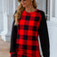 Plaid Round Neck Long Sleeve T-Shirt - Korvel