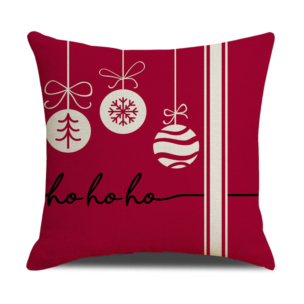 Pink Cartoon Christmas Pillowcase - Premium Linen Cushion Cover