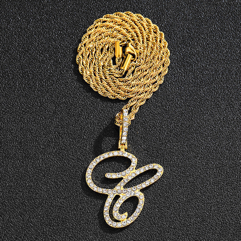 Hip Hop Grass Letter Pendant with Cuban Chain