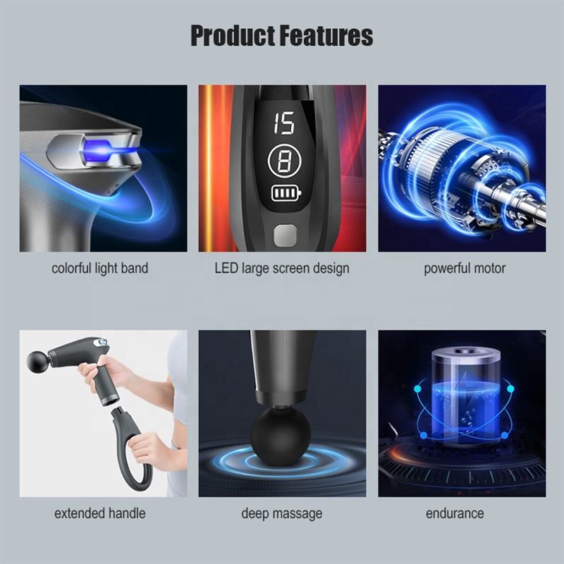 4 Massage Silicone Head Powerful Fascial Gun Portable Vibration Deep Tissue Percussion Muscle Back Massage Gun For Women - Korvel