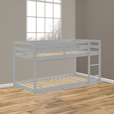 Twin over Twin Floor Bunk Bed,Grey - Korvel